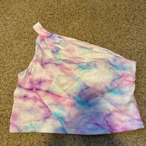 KIAVA Pink Purple Blue Tie-Dye One-Shoulder crop Top